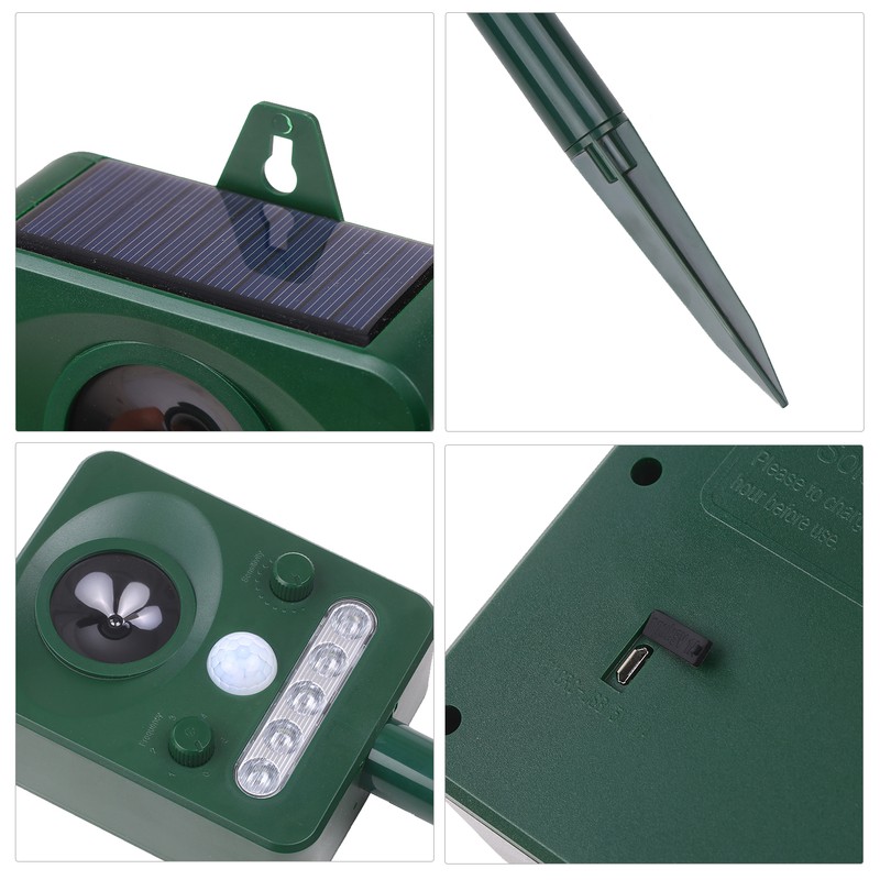Solar Ultrasonic Pest Repeller Outdoor Animal Repeller with Ultrasonic Sound