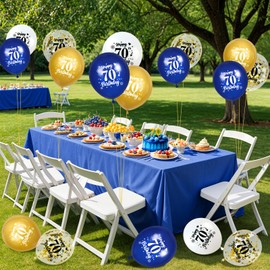Blue Gold 70th Birthday Balloons 24Pcs Navy Blue White Gold Happy 70th Birthday Latex Balloons Blue Gold 70th Birthday Party Decorations for Men Women 70th Birthday Anniversary Party Supplies 12Inch