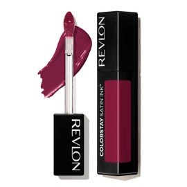 REVLON ColorStay Satin Ink Crown Jewels Liquid Lipstick, Longlasting & Waterproof Lipcolor, Moisturizing Creamy Formula Infused with Black Currant Seed Oil, 034 Regal Ruby, 0.17 fl oz.