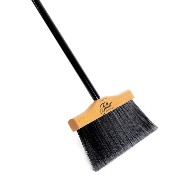 Fuller Brush Wooden House Broom - Heavy-Duty Wide Wood Sweeper Head with Long Bristles for Sweeping Indoor-Outdoor and 2-Pc Black Steel Handle - Available in 2 Sizes Perfect for Household & Yard Use