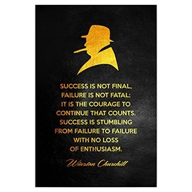 artboxONE Poster 30 x 20 cm Typography Winston Churchill Success Quote Picture Winston Churchill Failure Inspiration