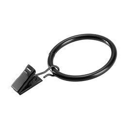 Black Curtain Clip Curtain Rod, Pack of 20 Curtain Rings with Clips, Curtain Clips with Rings, Rustproof Metal Curtain Ring for Holding, Heavy Curtain Rod Sets and Curtains (50 mm)