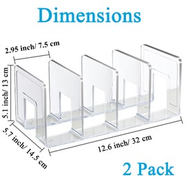 SAYEEC Acrylic File Holder, Clear File Sorter Desk File Organizer, Sturdy Desktop File Folder Organizer Rack for Envelopes Mail Letter Paper Notebook Electronics Office Supplies (4 Sections, 2 Pack)