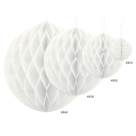 PartyDeco White Tissue Paper Ball Honeycomb Pump Floral Hanging Balls Decoration Paper Lantern Paper Lantern Wedding Decoration Communion Christening Honeymoon Birthday
