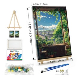 JOOZ Landscape Paint by Numbers Kit for Adults Beginner with Easel Home Paint by Number on Canvas with Frame DIY Acrylic Painting for Ideal Gift Home Wall Decor 7.87x11.81 Inch