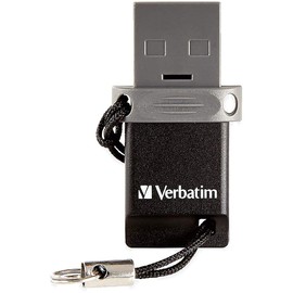 Verbatim VER99139 32GB Store 'n' Go Dual USB Flash Drive for OTG Devices, Black/Grey