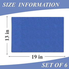 Linen Cloth Double Layers Placemats, Cotton Woven Placemats Set of 6, Kitchen Table Farmhouse Decor Heat Resistant Table Mats, Outdoor Indoor Square Fabric Place Mats Can be Washable (Navy Blue)