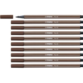 STABILO Premium Fibre-Tip Pen Pen 68 - Pack of 10 - Brown