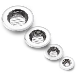 4 Pack Heavy Duty Stainless Steel Kitchen Sink Drain Strainer, Bathroom Hair Catcher Shower Drain Cover, Sink Tub Drain Stopper, Wash Basin Floor Drain, 2.1 to 4.5 Inch Diameter Rim