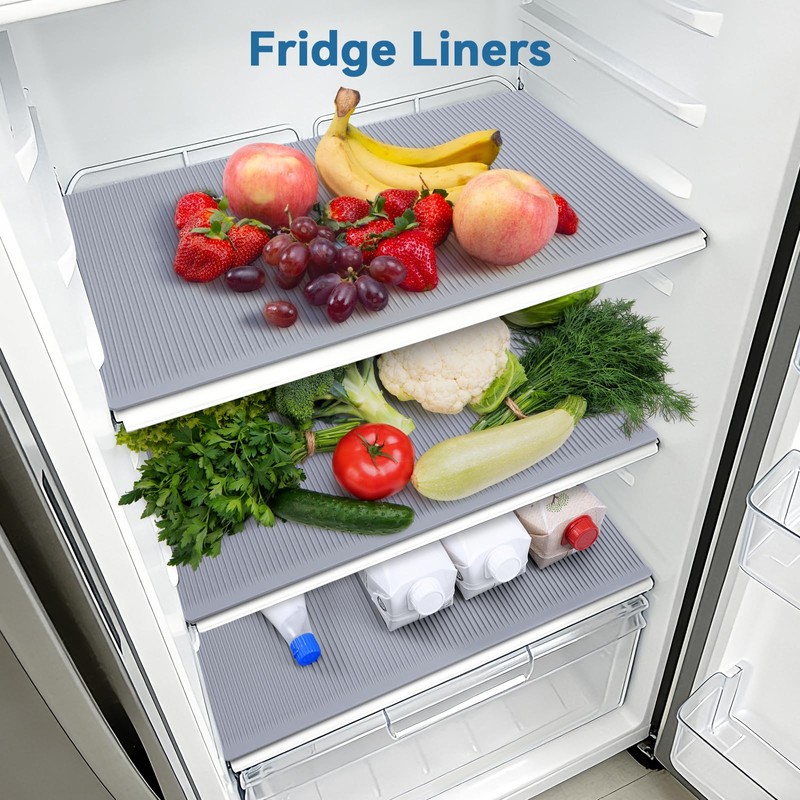 Silicone Refrigerator Shelf Liners Non Slip Fridge Drawer Mats Waterproof