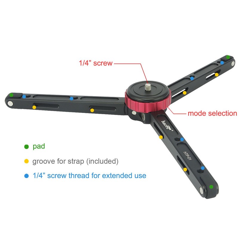 Haoge HTP-01 Desktop Tripod for DSLR Camcorders, Digital Cameras, Low