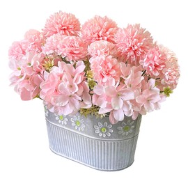 CANCLEAR Artificial Flowers with Plant Pot, Fake Silk Hydrangea Flower Arrangement Table Centerpiece for Home Decoration, Pink