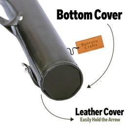 Bantoro Crafts Black Leather Quiver Traditional Leather Archery Quiver Arrows Holder Waist/Hip Hanging Sling Bag Shooting Hunting Shoulder Strap Adjustable Belt Bag