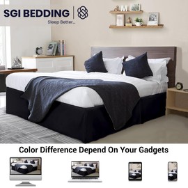 SGI bedding 9 Inch Drop Bed Skirt California King Size with Platform to Stay in Place Elegant Pleated Design with Split Corners Wrinkle Resistant Fabric for Modern and Stylish Look -Black