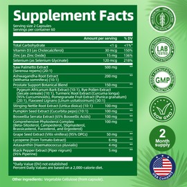 23-in-1 Saw Palmetto for Men 10000 mg Saw Palmetto per Serving, Prostate Health Supplement Pro with Ashwagandha, Pumpkin Seed, Stinging Nettle for Prostate, DHT Blocker, Urinary & Hormones, 120 Caps