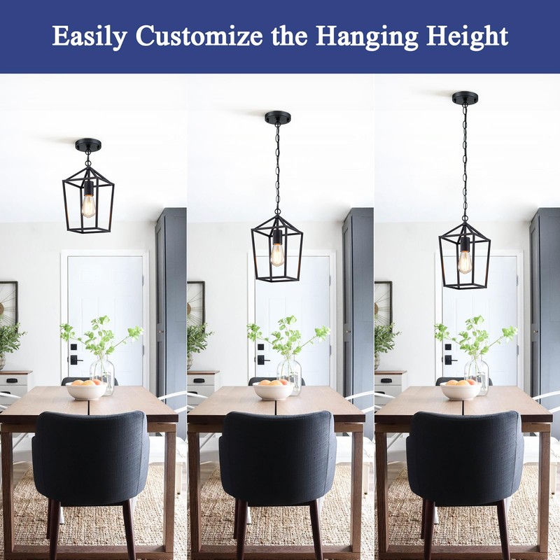 Sheetea 2-Pack Farmhouse Pendant Lights Kitchen Island, Black Pendant Light