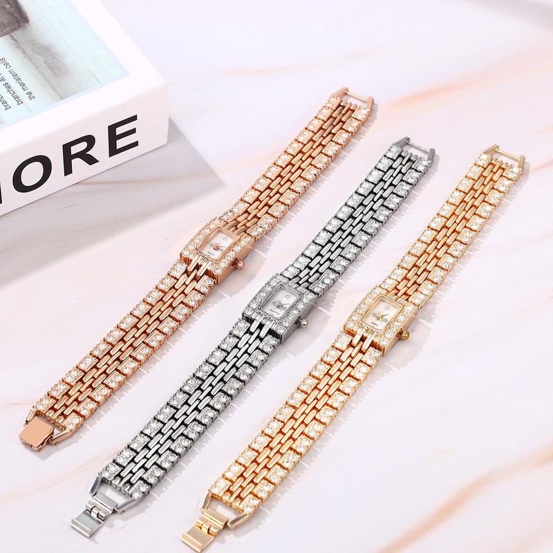 腕時計 レディース スクエア ダイヤモンド 防水: 長さ調整可能 クオーツウォッチ キラキラ デザイン 素敵