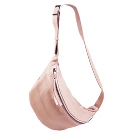 SH Leder Fania G697 Women’s Unisex Chest Bag Made of Genuine Leather for Festival, Travel, Medium Size Waist Bag, Crossbody Bag, Women Bag, 37 x 21 cm, Light rose