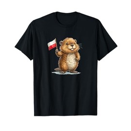 Cute and Cozy Beaver with Polish Flag T-Shirt