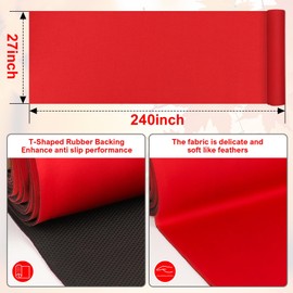 BTYCityMao Neoprene Red Carpet Runner Rug for Party - Reusable Red Carpet Party Decorations - Wedding Aisle Runner Rug Non Slip - Runner Rugs Size 27 Inches Wide * 20 Feet Long * 1.5mm