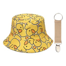 NXPWRC 1 Women'S Fishing Hat, 1 Hat Clip, Fun Bucket Hat, Yellow Duck Bucket Hat, Foldable Sun Hat