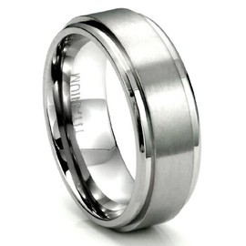 Metal Factory Sz 11.5 Men's Titanium 8MM Flat High Polish/Brush Finish Wedding Band Ring