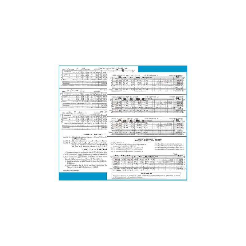 Dome 650 Payroll Record, Single Entry System, Blue Vinyl Cover,
