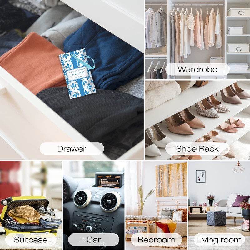 SCENTORINI Scented Sachet, Linen Fragrance Sachets for Drawers, Closets, wardrobe,