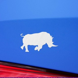 Transparent Decal Stickers of Rhino Rhinoceros Safari Animal Silhouette (White) Premium Waterproof Vinyl Decal Stickers for Laptop Phone Accessory Helmet Car Window Mug Tuber Cup Do ANDstic892290WHAA