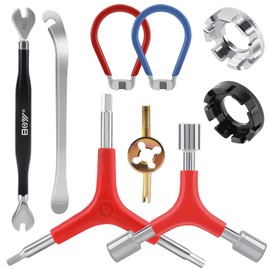 HUTHUHNHN 9 Piece Spoke Wrench Bicycle Tools, Spoke Tensioner Bicycle Set - Nipple Wrench Tool, Three-Way Allen Wrench, Tyre Lever, Bicycle Spokes Key