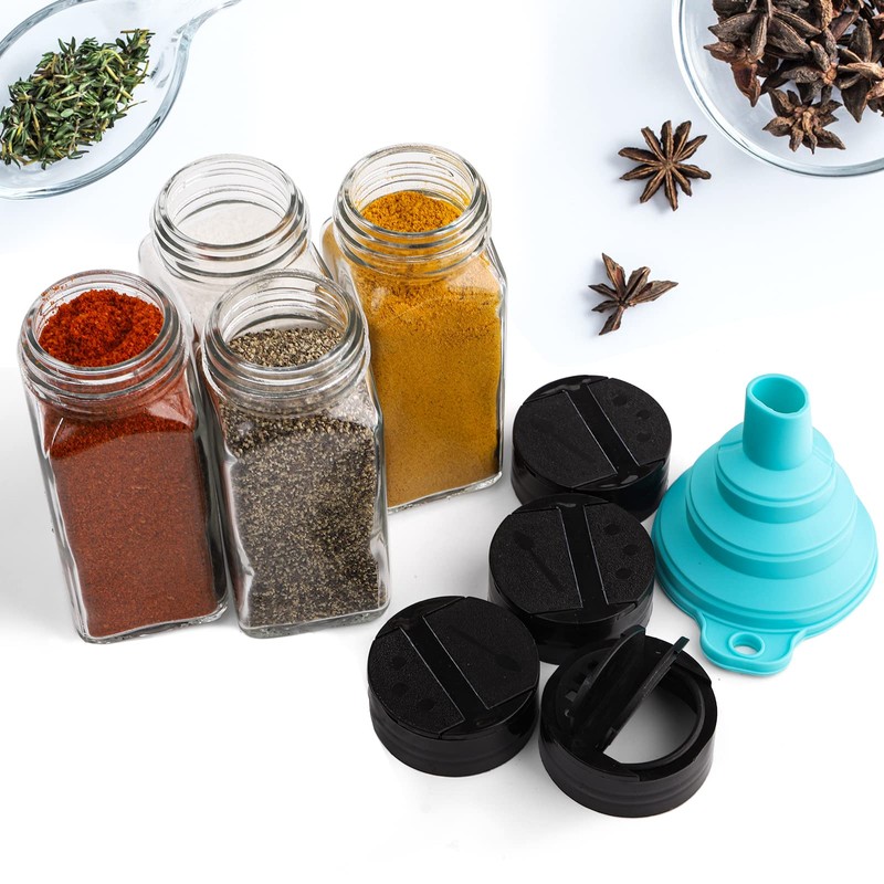 Tebery 30 Pack Glass Spice Jars Square Glass Bottles with