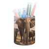 JTKSDBV Round Pen Holder Leather Desktop Container Pen Cup Elephant