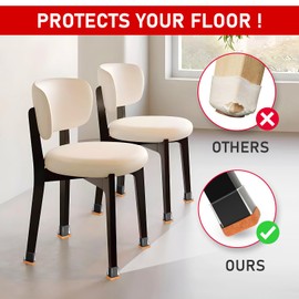 PISAO 24 Pcs Chair Leg Floor Protectors Square, Silicone Chair Leg Protectors Caps Covers for Hardwood Floors, Furniture Pads Sliders with Wrapped Felt Bottom Large (Fit:1-1/8"~1-1/2")