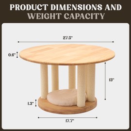 Modern Round Coffee Table – Oakwood Center Table for Living Room – Small-Space Friendly – Ideal for Cats and Kittens – Perfect for Apartment, Studio, or Sala