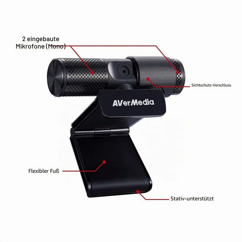 AVerMedia Live Streamer Webcam, Privacy Closure, FHD 1080p Video Call