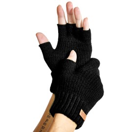 JYUYNY Fingerless Gloves, Fingerless Gloves, Cashmere Gloves, Winter Warm Knitted Gloves, Running, Cycling, Driving for Men and Women, Light black