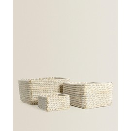 Handwoven Storage Baskets, Natural Woven Nesting Containers (Natural, Set of 3)