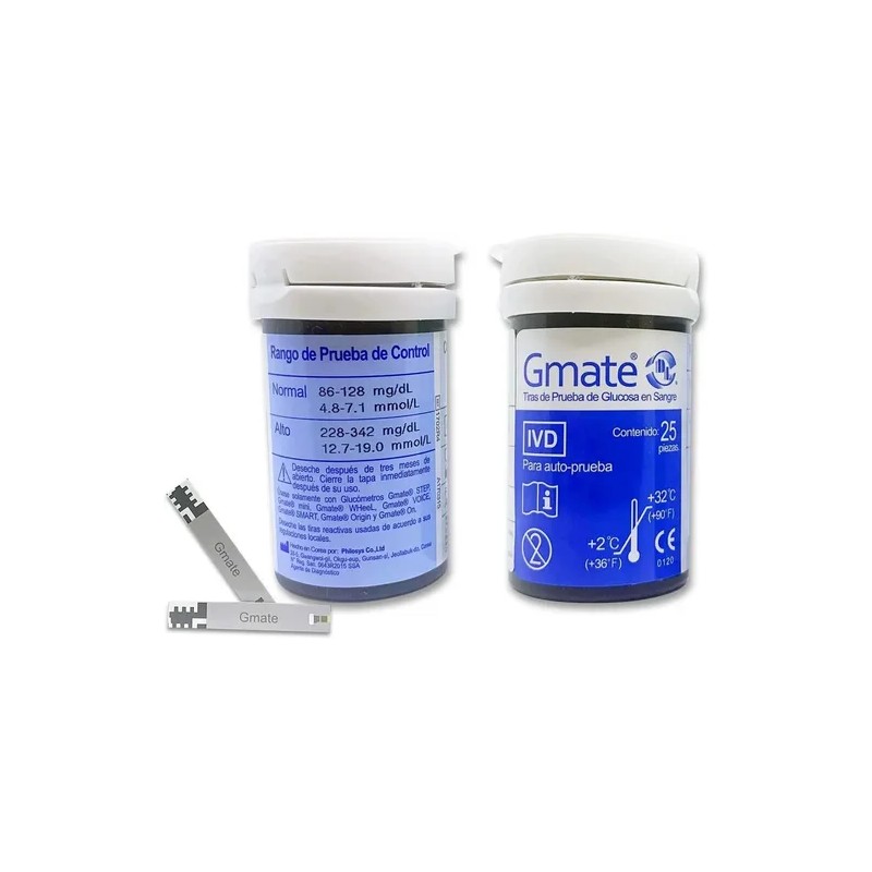 50 Tiras Reactivas Prueba Glucosa Glucometro Gmate GMATETETSTRIP