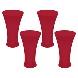 uxcell 4 Pcs 24x43 Inch Round Highboy Spandex Cocktail Table Covers, Fitted Stretch Cocktail Tablecloth, Round Fitted Tablecloth for Folding Table, Burgundy