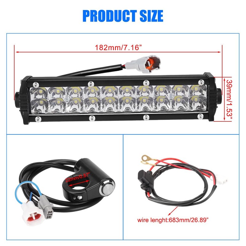 CMIYETO Motorcycle Front Light Bar Kit Universal Adjustable Light Bar