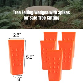 AR-PRO 6 Pack Tree Felling Wedges with Spikes for Safe Tree Cutting – 5.5” Wedges with Storage Bag; 6 Felling Dogs to Guide Trees Stabilize and Safely to Ground for Loggers and Fallers