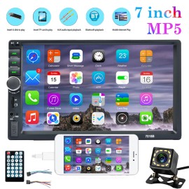 DUOERLAN 7in Tactil Estereo De Pantalla Radio Para Carro Con Camara 2 Din Bluetooth MP5