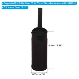 PATIKIL 66 mm x 185 mm, pack of 2, water bottle, carry bag, neoprene, portable, insulated bottle holder, carrier, textured with adjustable shoulder strap, black