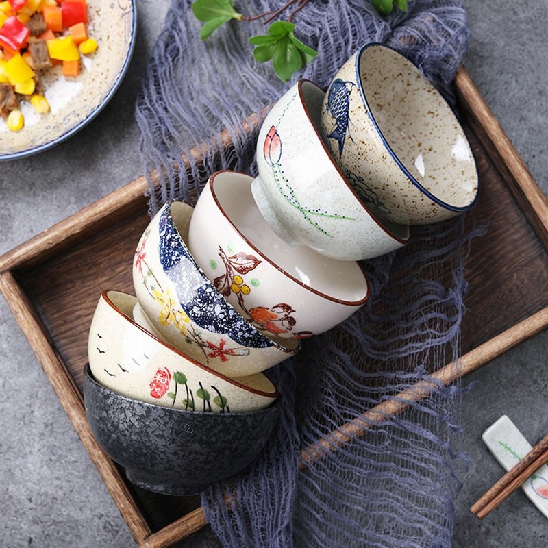 Cereal Bowls Set of 6，10 Oz Ceramic Soup Bowls,4.5 inch