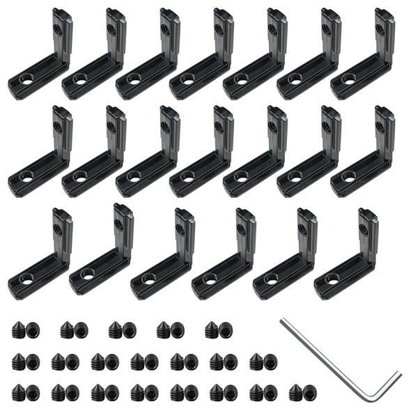 20pcs Black 2020 Series L Shape Internal Angle Connector Mounts