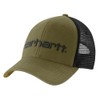 Carhartt Men's Canvas Mesh Back Logo Graphic Cap, Dark Bronze