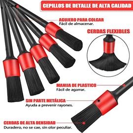 HEKE Cepillos para Detallar de Automóviles, 5 Piezas Juego de Cepillo de Limpieza, Kit de Detallado de Coche para Ruedas, Motor, Ventilación de Aire, 