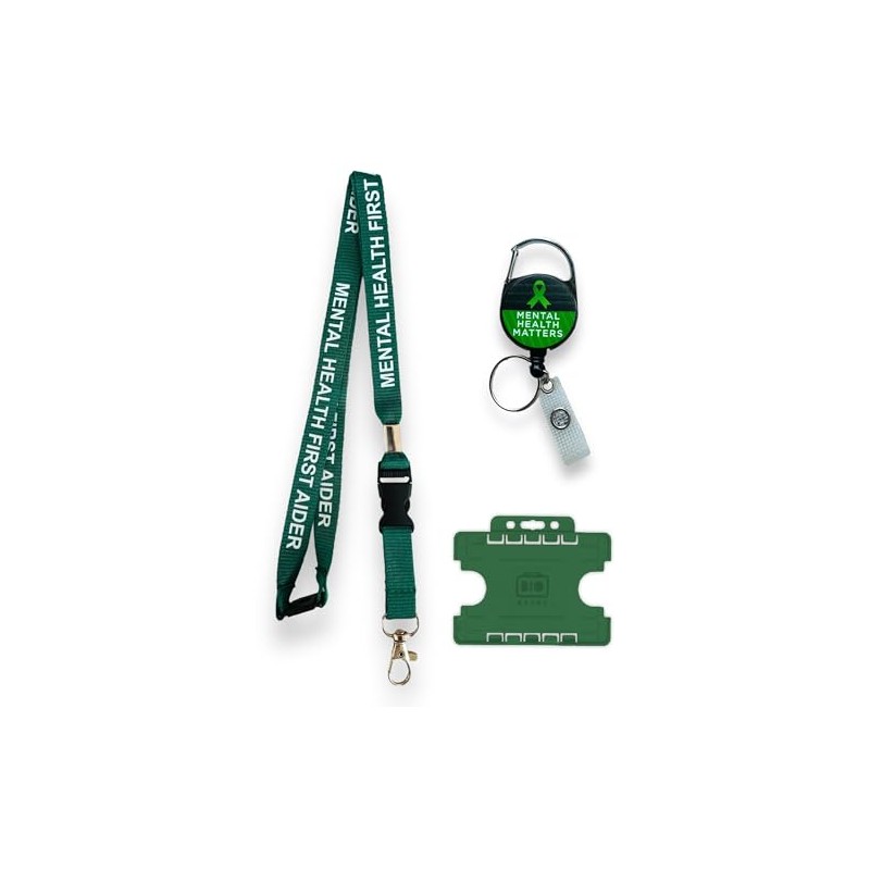 Mental Health First Aider Lanyard, Retractable Badge Reel and Horizontal