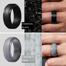 ThunderFit - Anillo de silicona para hombre, borde escalonado, alianza de goma, 10 mm de ancho, 2.5 mm de grosor, 5.5 - 6 (16.50mm)