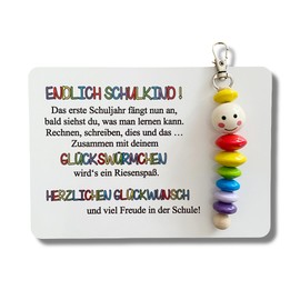 Schulkind 2024, Geschenk Einschulung, Glückswürmchen, Sorgenwürmchen handmade, Ranzenbaumler, Sorgenwurm, Worry worm, Mutmacher, Glücksbringer, Holz, Farbwahl (Regenbogen)
